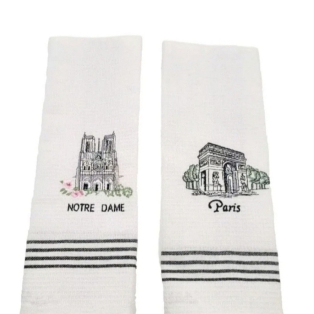 Large Weaved 100% Baumwolle Cotton Kitchen Tea Towel Set Paris & Notre Dame